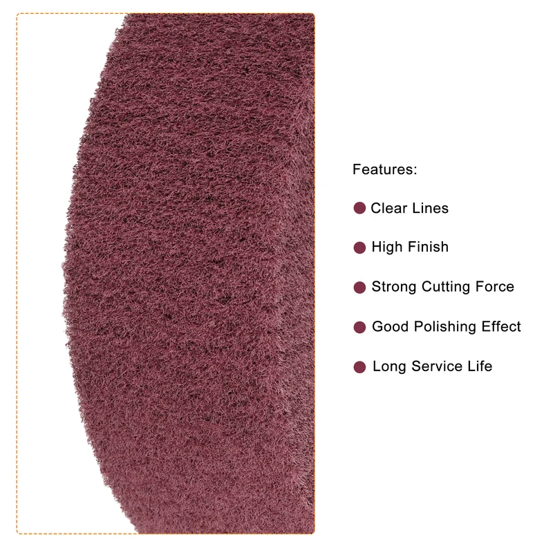 2pcs 150mmx50mm 320 Grit Non-Woven Wire Drawing Abrasive Polishing Wheel Red
