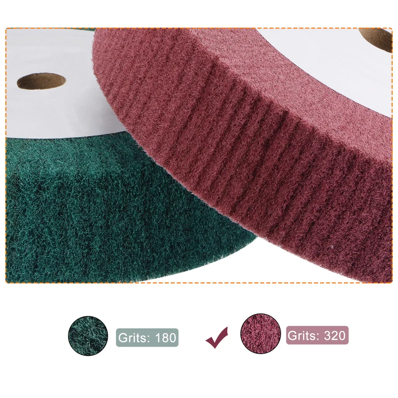 2pcs 150mmx50mm 320 Grit Non-Woven Wire Drawing Abrasive Polishing Wheel Red