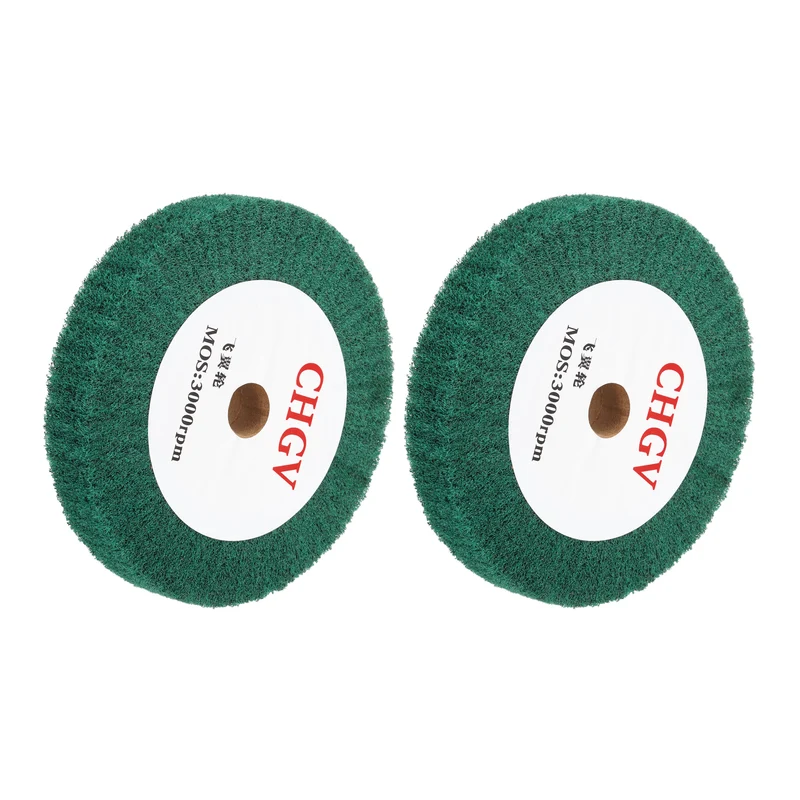 2pcs 150x25mm 180 Grit Non-Woven Wire Drawing Abrasive Polishing Wheel Green
