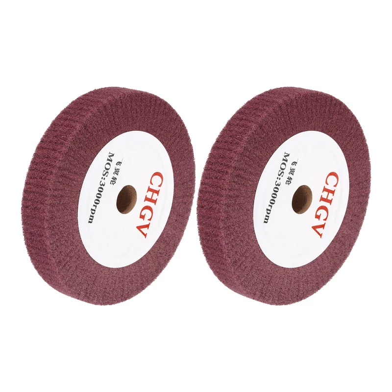 2pcs 150x25mm 320 Grit Non Woven Wire Drawing Abrasive Polishing Wheel Red