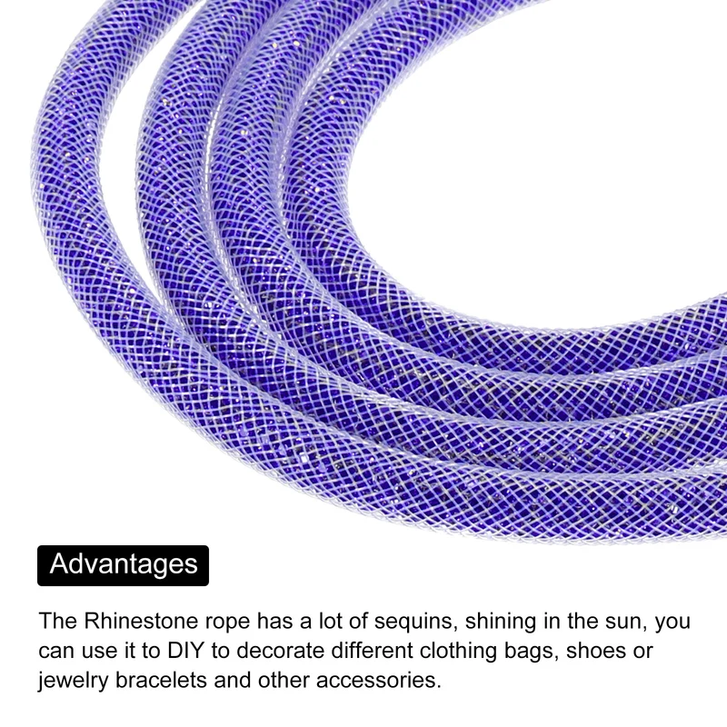 6mm x 120cm Rhinestone Rope Crystal Rope White Mesh Dark Blue Diamond
