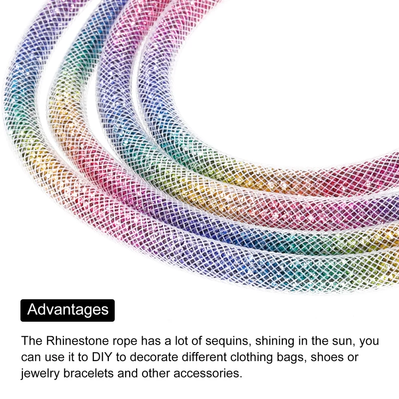 6mm x 120cm Rhinestone Rope Crystal Rope White Mesh Color Diamond