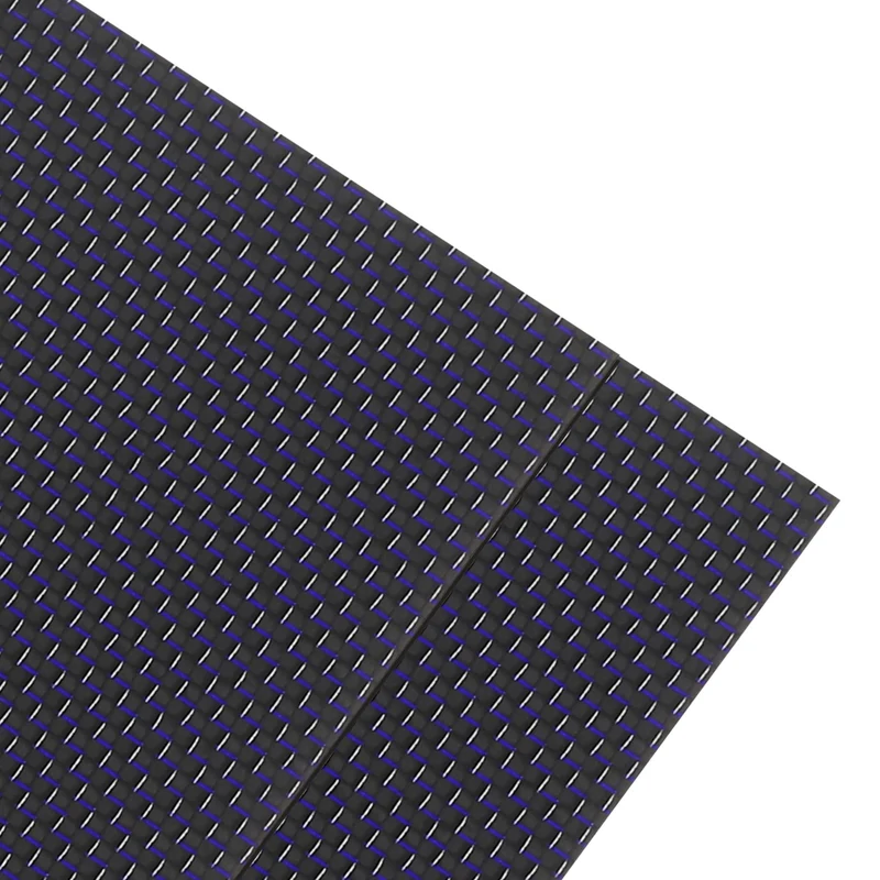 2 Pcs 3K Carbon Fiber Sheet 250x100x3mm Board with Blue Metallic Threads