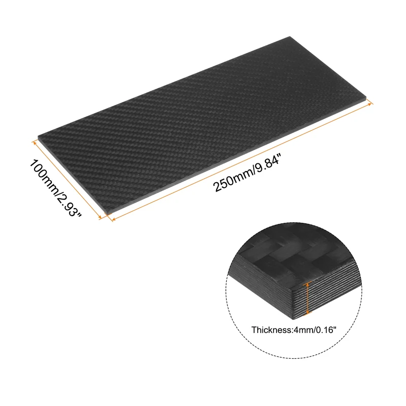 1 Pcs Carbon Fiber Sheet 250x100x4mm Matte Surface Twill Weave Panel Sheet