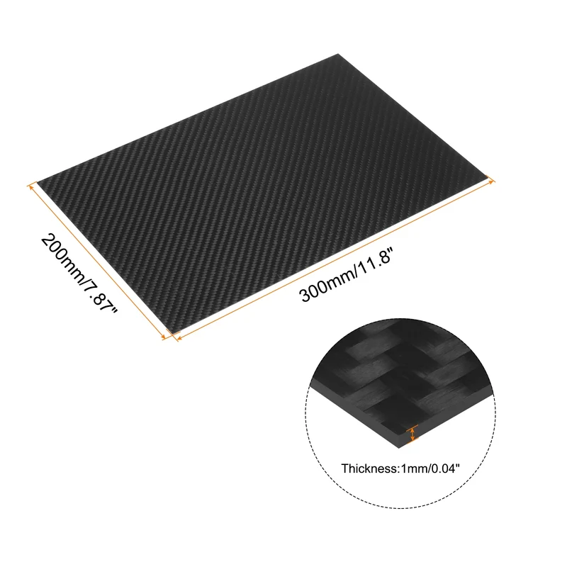 1 Pcs Carbon Fiber Sheet 200x300x1mm Matte Surface Twill Weave Panel Sheet