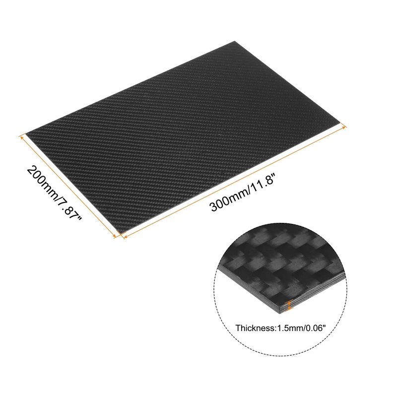 1 Pcs Carbon Fiber Sheet 200x300x1.5mm Matte Surface Twill Weave Panel Sheet