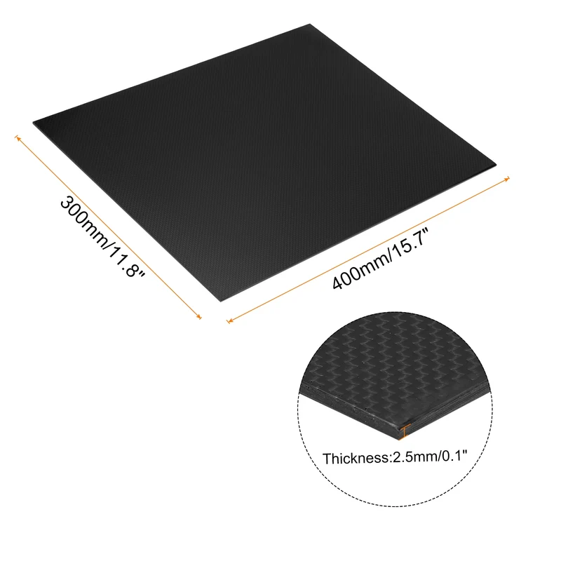 1 Pcs Carbon Fiber Sheet 400x300x2.5mm Glossy Surface Plain Weave Panel Sheet