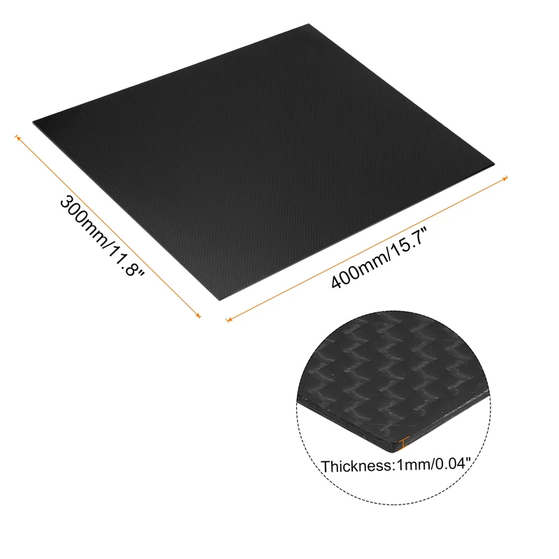 1 Pcs Carbon Fiber Sheet 400x300x1mm Glossy Surface Plain Weave Panel Sheet