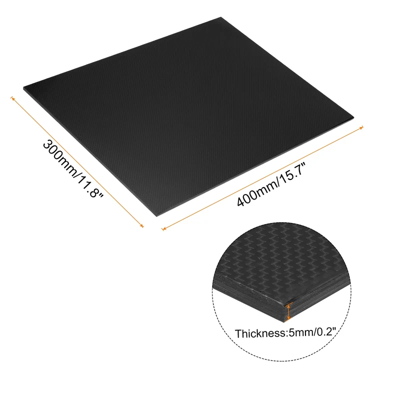 1 Pcs Carbon Fiber Sheet 400x300x5mm Glossy Surface Plain Weave Panel Sheet