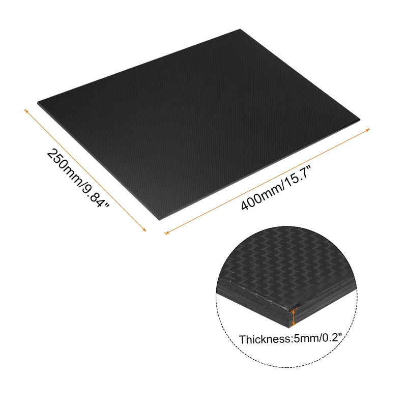 1 Pcs Carbon Fiber Sheet 400x250x5mm Glossy Surface Plain Weave Panel Sheet