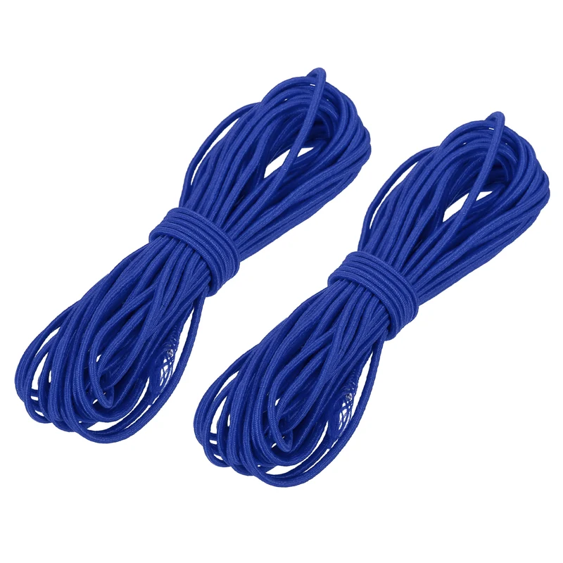 2pcs 3/32" x 26ft Bungee Shock Cord Rope Marine Grade Bungee Rope Blue