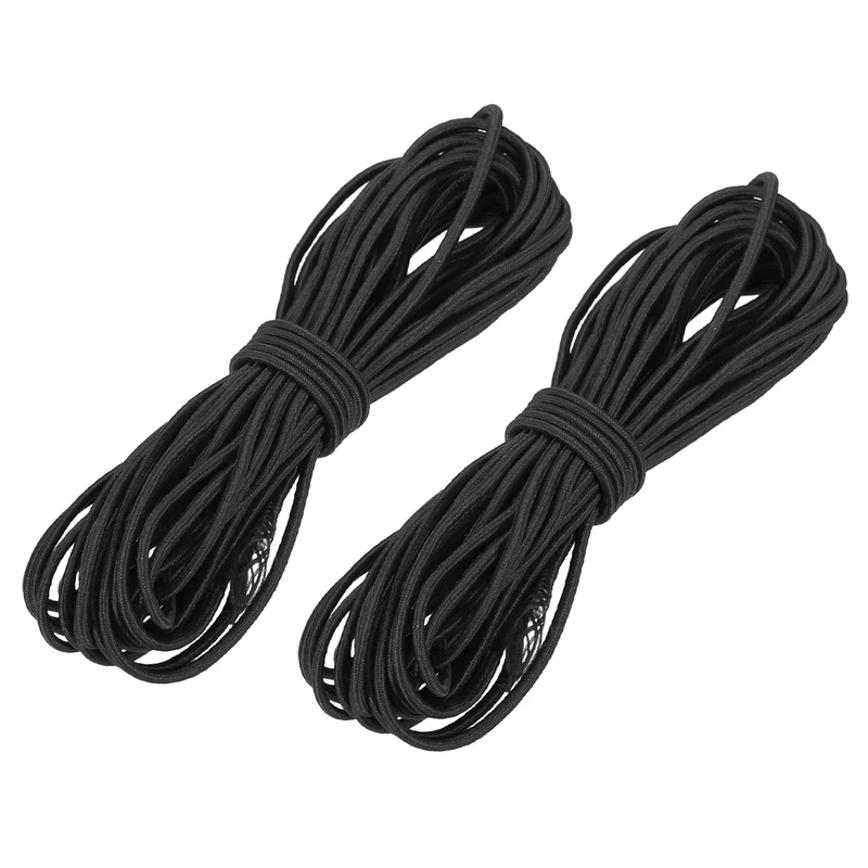 2pcs 3/32" x 26ft Bungee Shock Cord Rope Marine Grade Bungee Rope Black