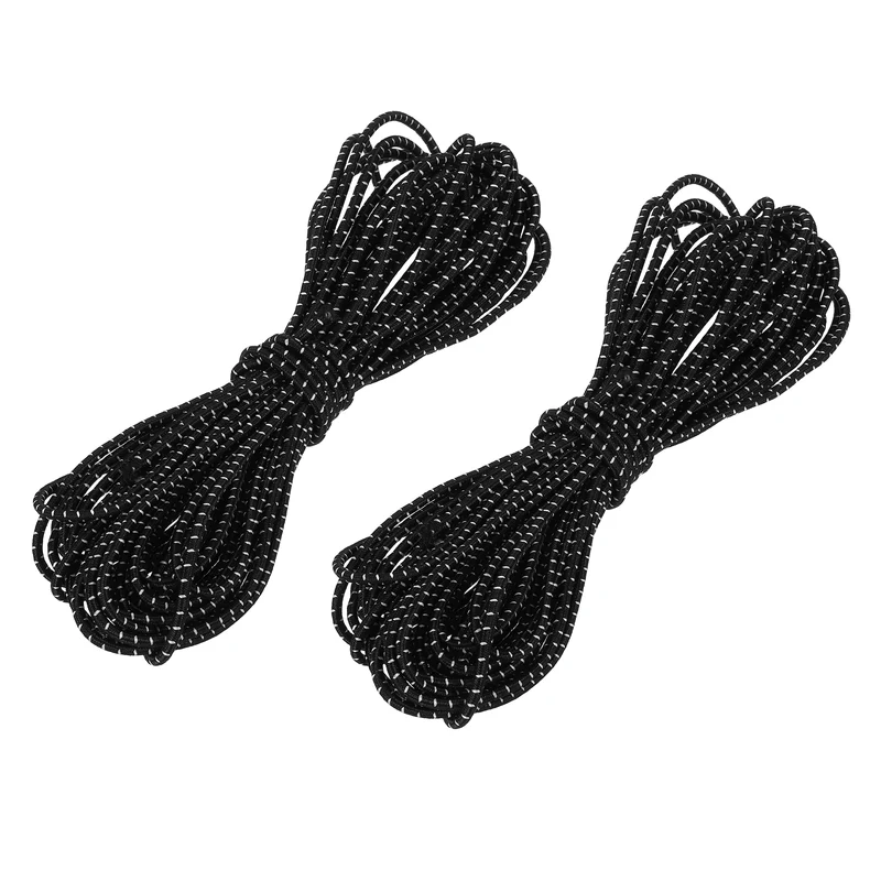 2pcs 3/32" x 26ft Bungee Shock Cord Rope Marine Grade Bungee Rope Black/White