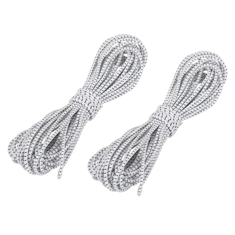 2pcs 3/32" x 26ft Bungee Shock Cord Rope Marine Grade Bungee Rope White Black