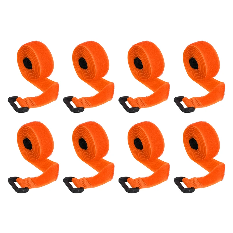 8Pcs 0.8"x31.5" Reusable Cinch Strap Hook and Loop Cable Securing Strap Orange