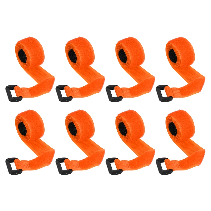 8Pcs 0.8"x23.6" Reusable Cinch Strap Hook and Loop Cable Securing Strap Orange