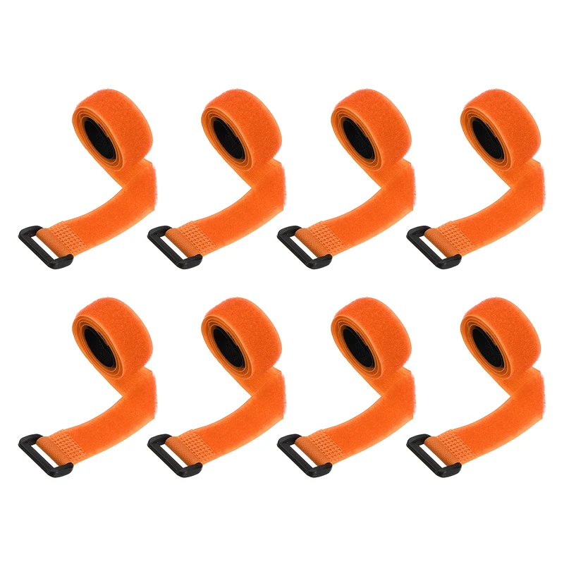 8Pcs 0.8"x19.7" Reusable Cinch Strap Hook and Loop Cable Securing Strap Orange