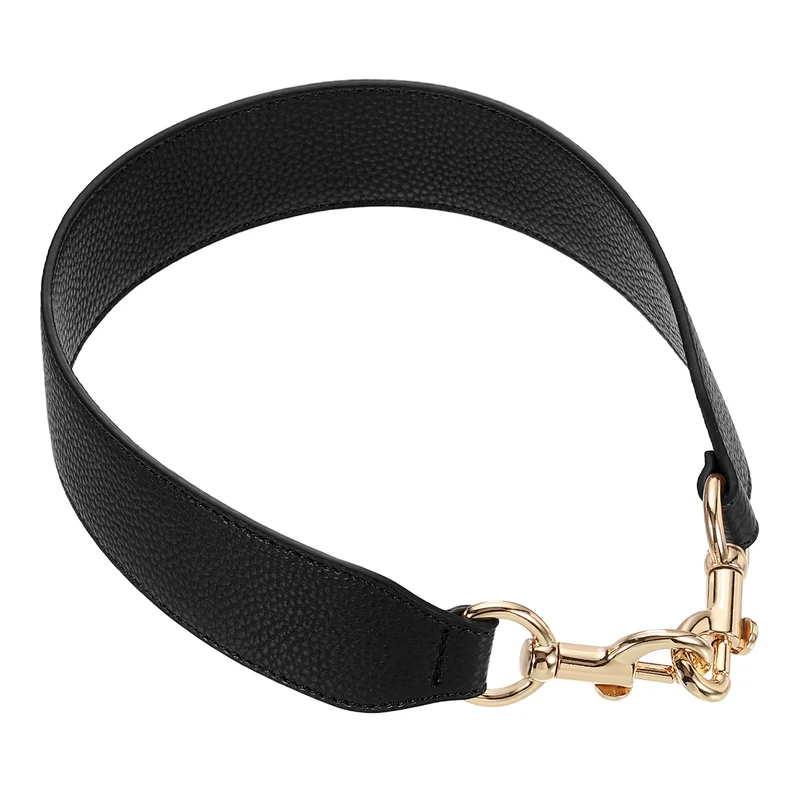 22.83" PU Leather Short Bag Strap with Clasp Black Gold Buckle