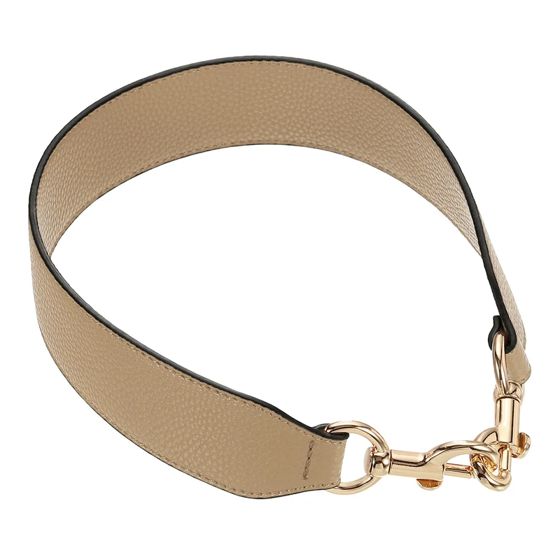 22.83" PU Leather Short Bag Strap with Clasp, Tawny, Gold Buckle
