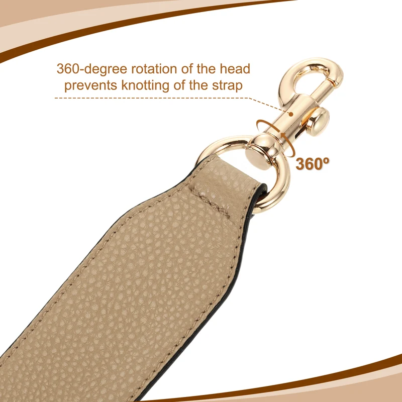 22.83" PU Leather Short Bag Strap with Clasp, Tawny, Gold Buckle