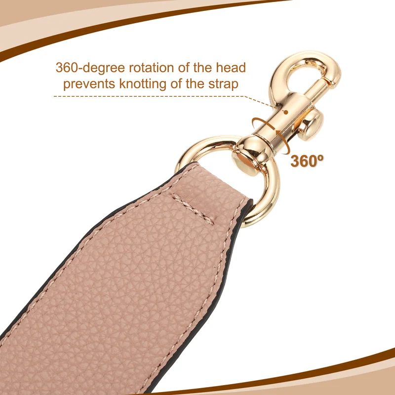22.83" PU Leather Short Bag Strap with Clasp, Pink, Gold Buckle