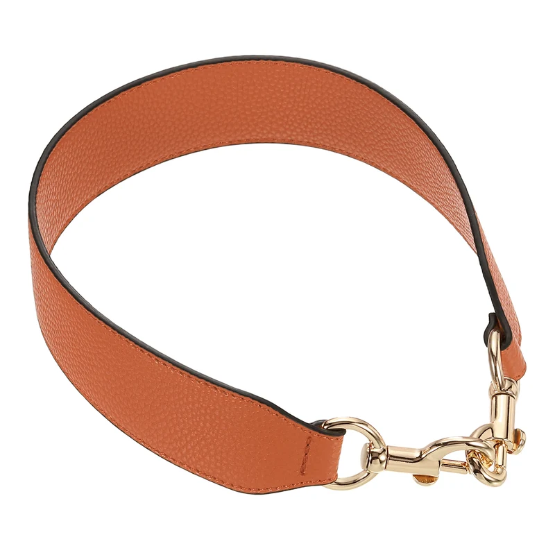 22.83" PU Leather Short Bag Strap with Clasp, Orange, Gold Buckle
