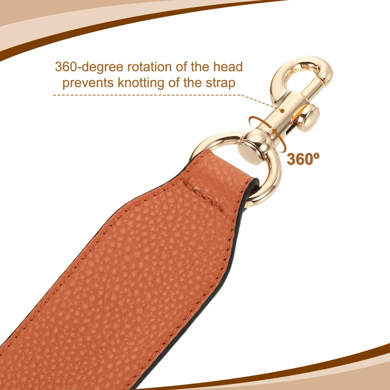 22.83" PU Leather Short Bag Strap with Clasp, Orange, Gold Buckle