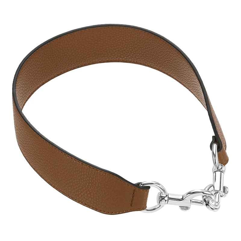 22.83" PU Leather Short Bag Strap with Clasp Brown Silver Buckle