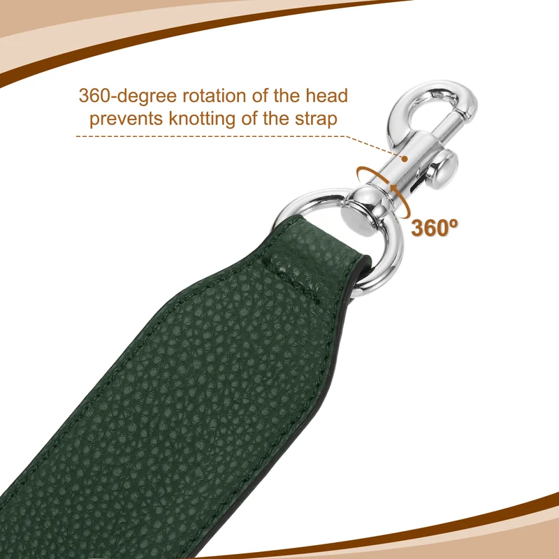 22.83" PU Leather Short Bag Strap with Clasp, Dark Green, Silver Buckle