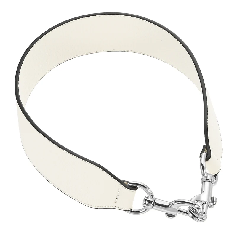 22.83" PU Leather Short Bag Strap with Clasp Beige Silver Buckle