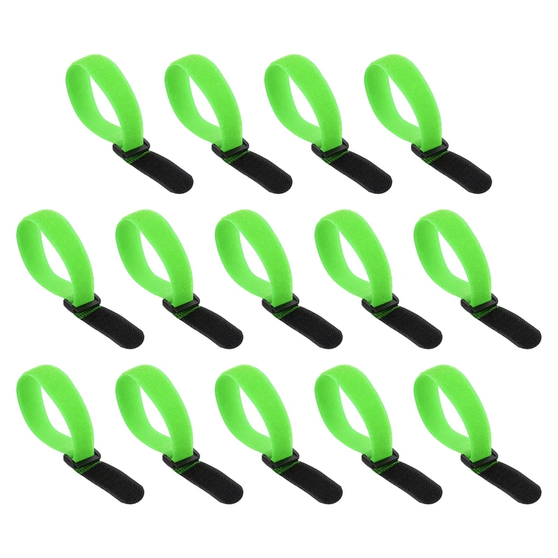 14pcs Reusable Cinch Strap 1.1"x10" Hook and Loop Cable Securing Strap Green