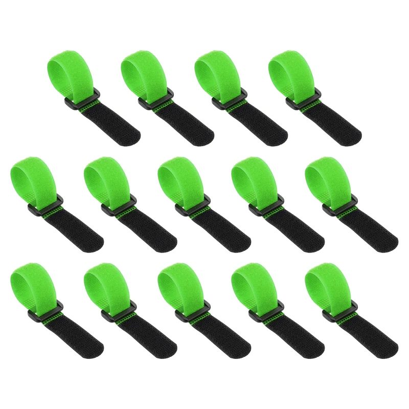 14pcs Reusable Cinch Strap 1.1"x6.3" Hook and Loop Cable Securing Strap Green