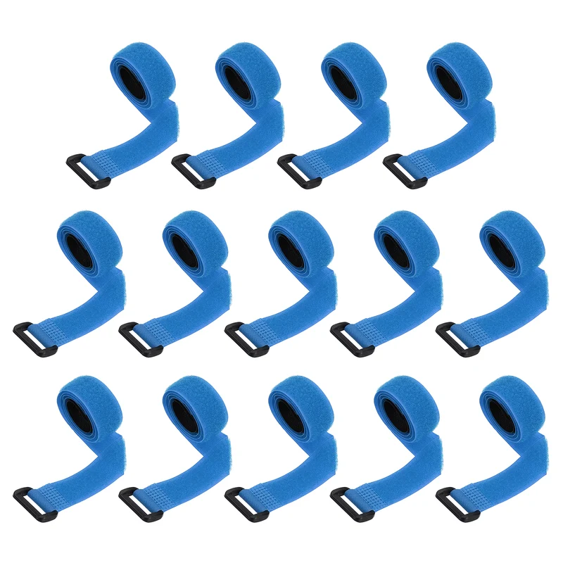 14pcs Reusable Cinch Strap 1.1"x20" Hook and Loop Cable Securing Strap Blue