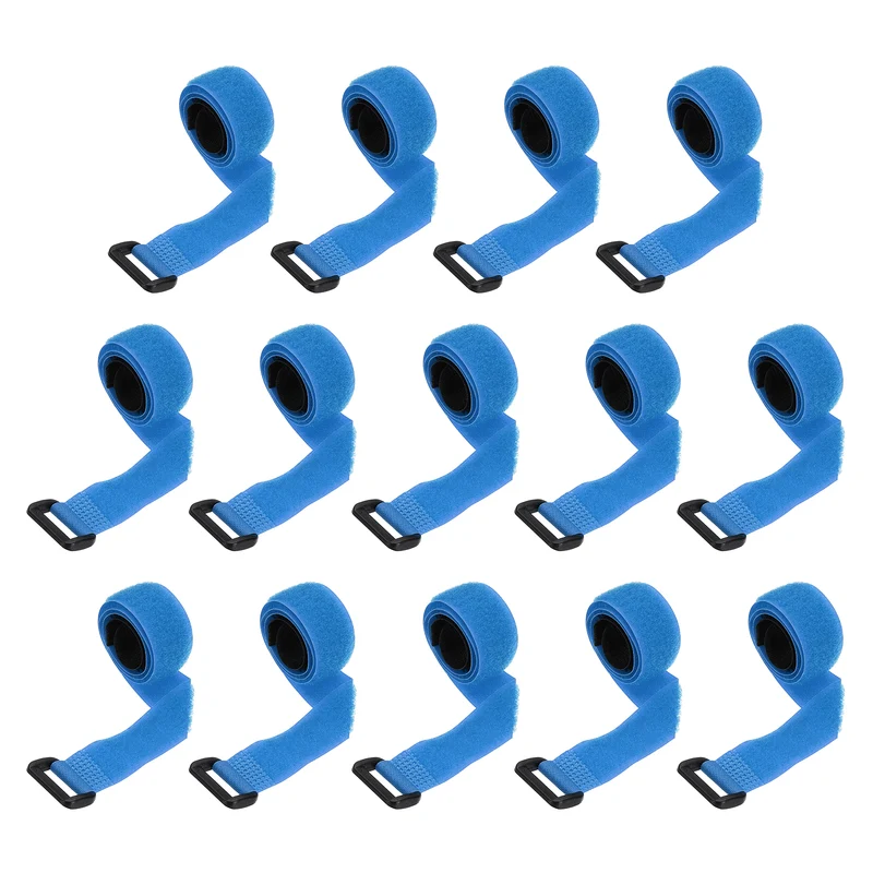 14pcs Reusable Cinch Strap 1.1"x18" Hook and Loop Cable Securing Strap Blue