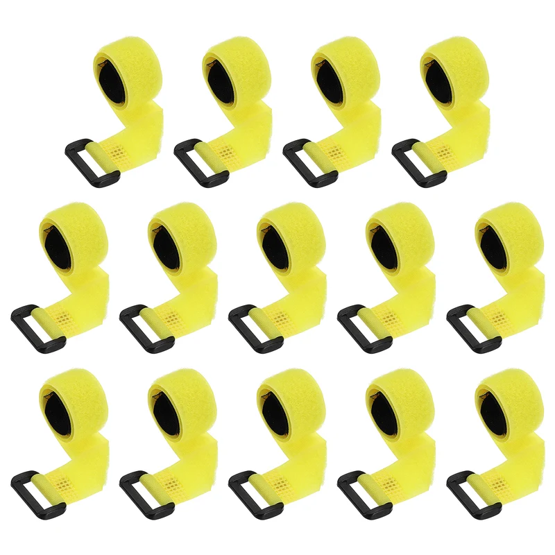 14pcs Reusable Cinch Strap 1.1"x12" Hook and Loop Cable Securing Strap Yellow