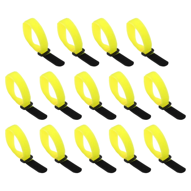 14pcs Reusable Cinch Strap 1.1"x10" Hook and Loop Cable Securing Strap Yellow