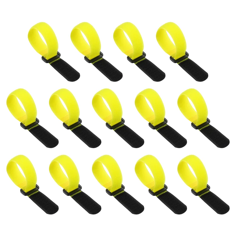 14pcs Reusable Cinch Strap 1.1"x8.3" Hook and Loop Cable Securing Strap Yellow