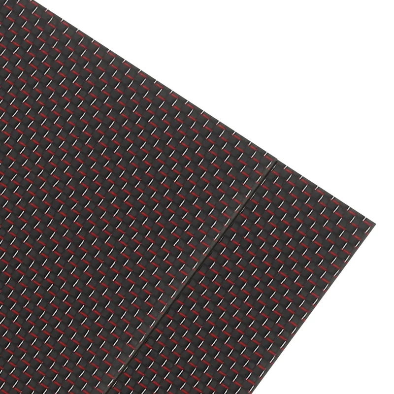 2 Pcs 3K Carbon Fiber Sheet 250x100x1mm Board with Red Metallic Threads