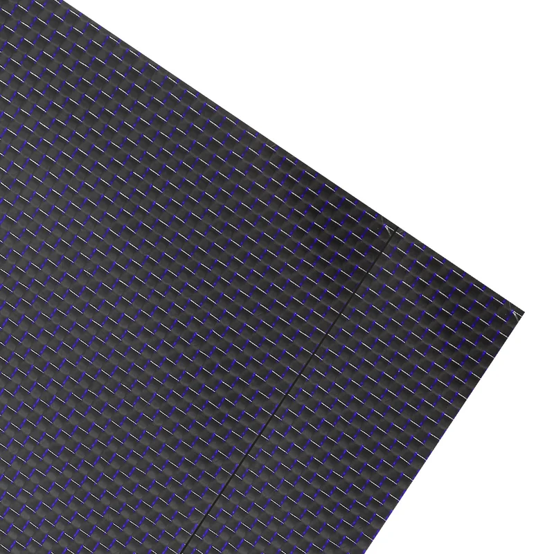 2 Pcs 3K Carbon Fiber Sheet 300x200x2mm Board with Blue Metallic Threads