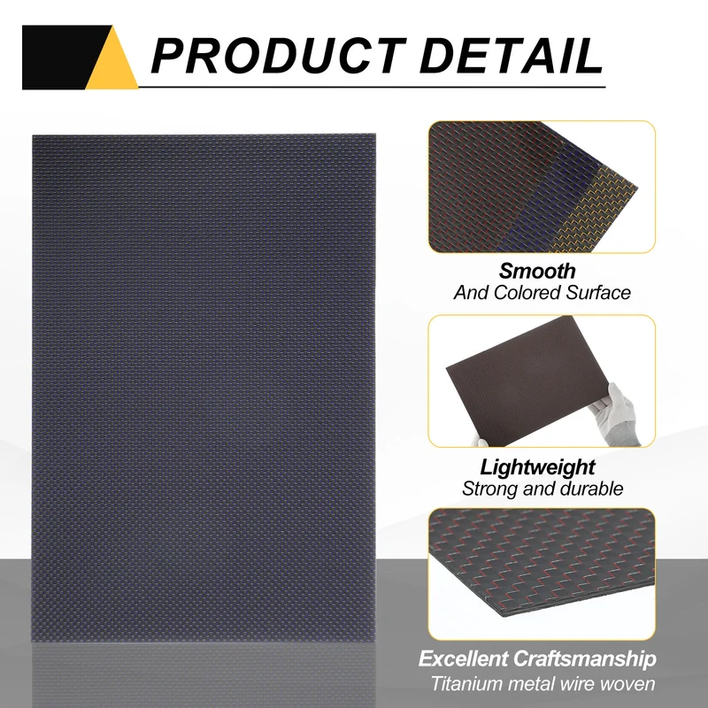 2 Pcs 3K Carbon Fiber Sheet 300x200x1mm Board with Blue Metallic Threads