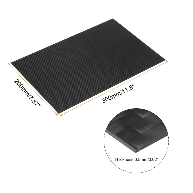 1 Pcs Carbon Fiber Sheet 200x300x0.5mm Matte Surface Twill Weave Panel Sheet
