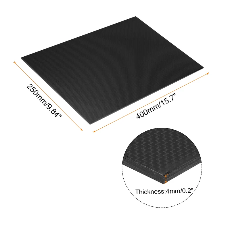 1 Pcs Carbon Fiber Sheet 400x250x4mm Glossy Surface Plain Weave Panel Sheet