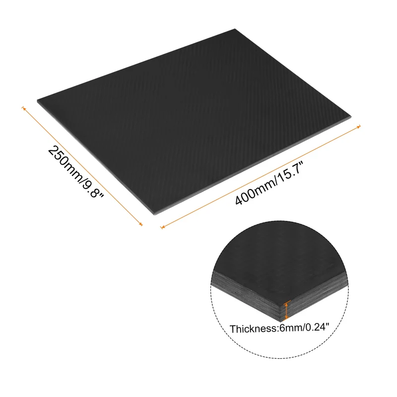 1 Pcs Carbon Fiber Sheet 400x250x6mm Matte Surface Twill Weave Panel Sheet