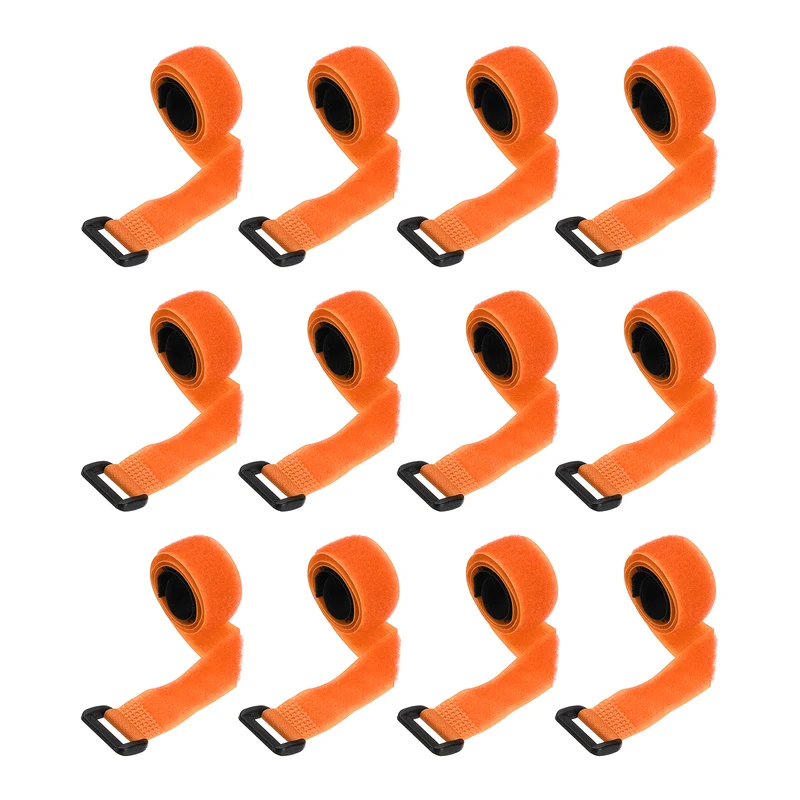 12Pcs 0.8"x17.7" Reusable Cinch Strap Hook and Loop Cable Securing Strap Orange