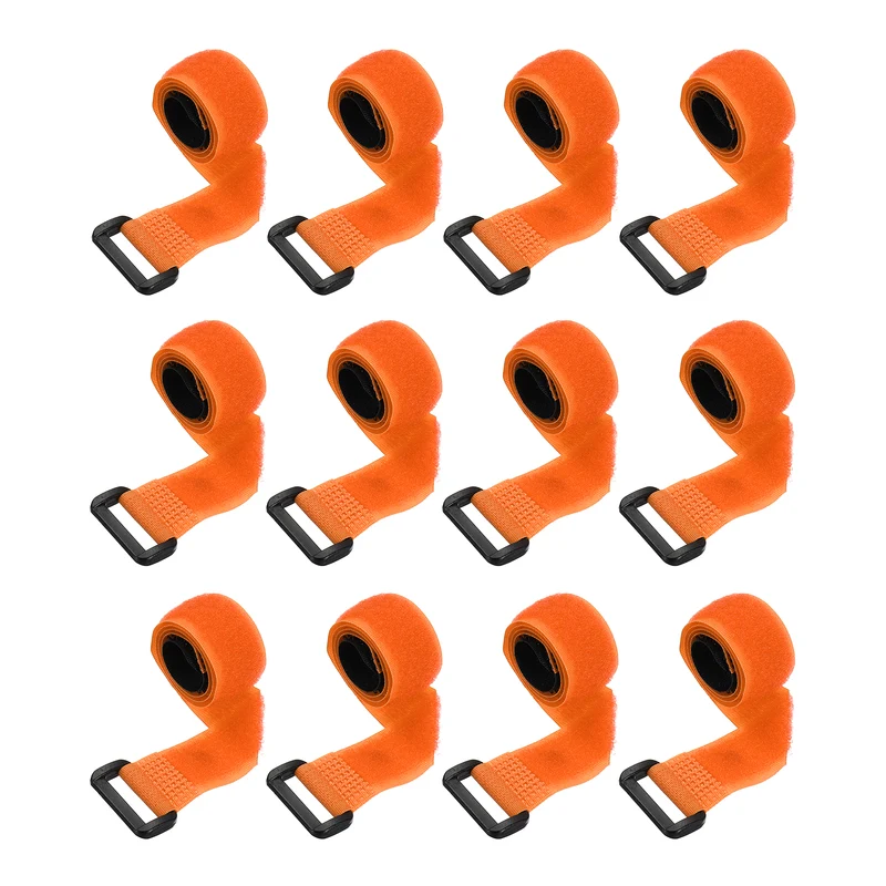12Pcs 0.8"x15.7" Reusable Cinch Strap Hook and Loop Cable Securing Strap Orange