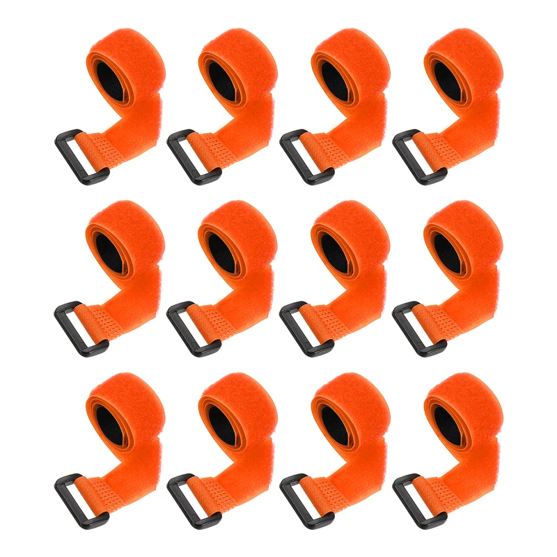 12Pcs 0.8"x13.8" Reusable Cinch Strap Hook and Loop Cable Securing Strap Orange
