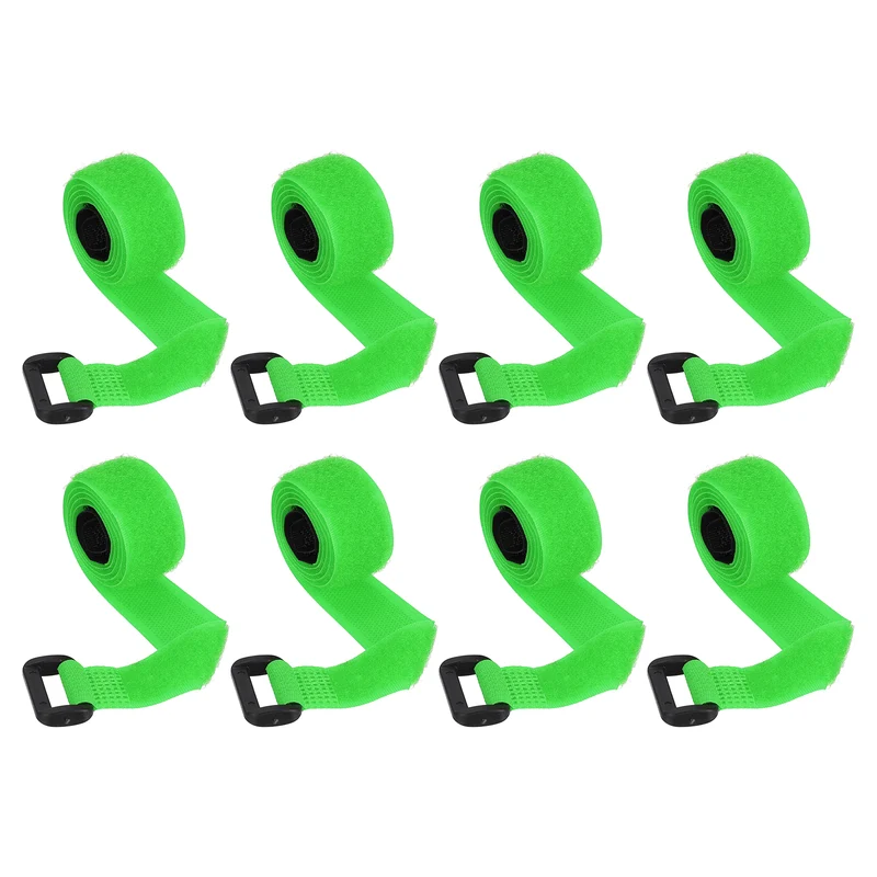 8Pcs 0.8"x31.5" Reusable Cinch Strap Hook and Loop Cable Securing Strap Green