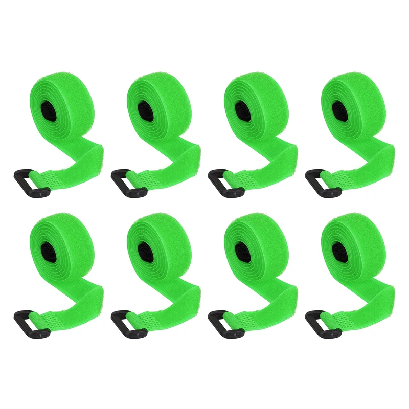 8Pcs 0.8"x23.6" Reusable Cinch Strap Hook and Loop Cable Securing Strap Green