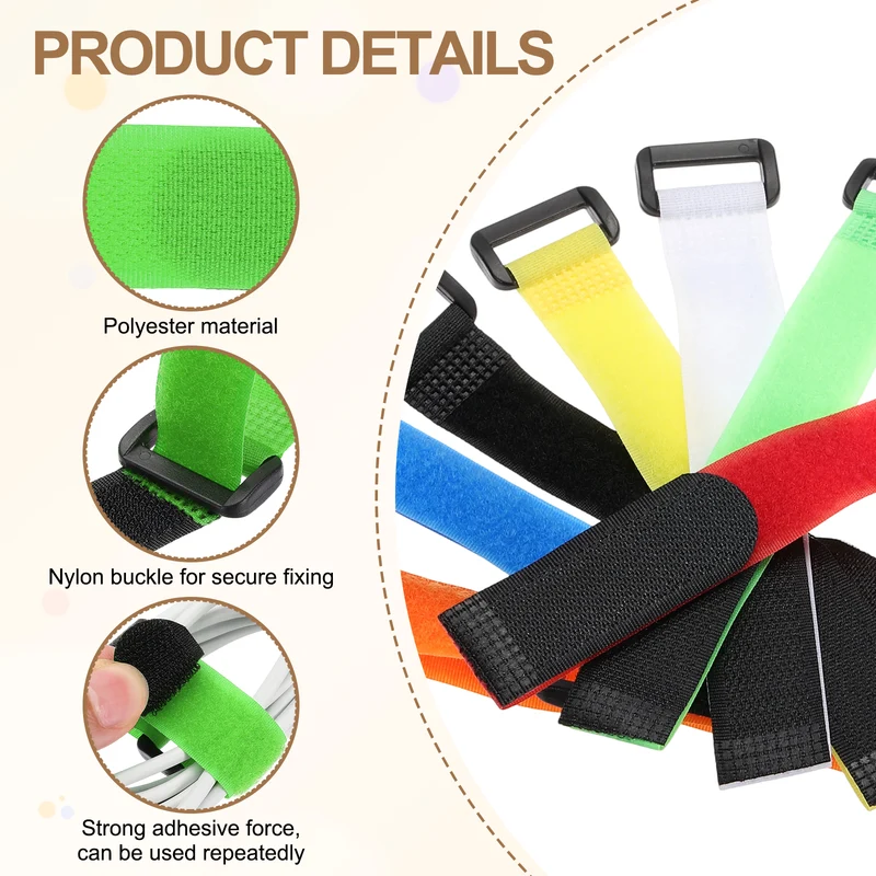 8Pcs 0.8"x23.6" Reusable Cinch Strap Hook and Loop Cable Securing Strap Green