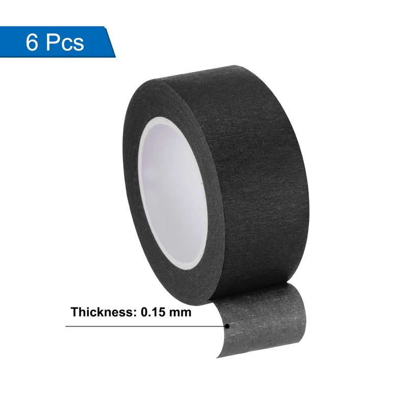 6 Pcs 1 Inch Wide 14 Yards Black Masking Tape Painters Tape Rolls